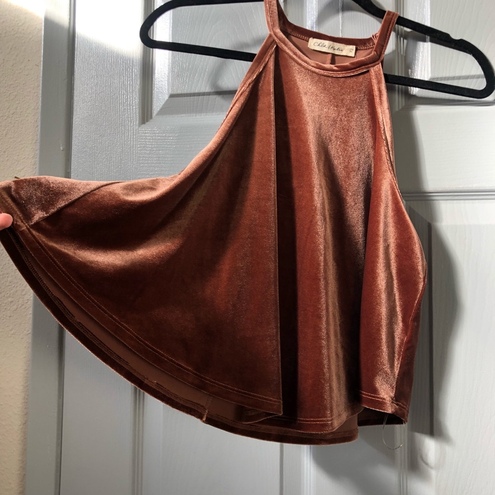 SOLD! Brass colored velvet tank top